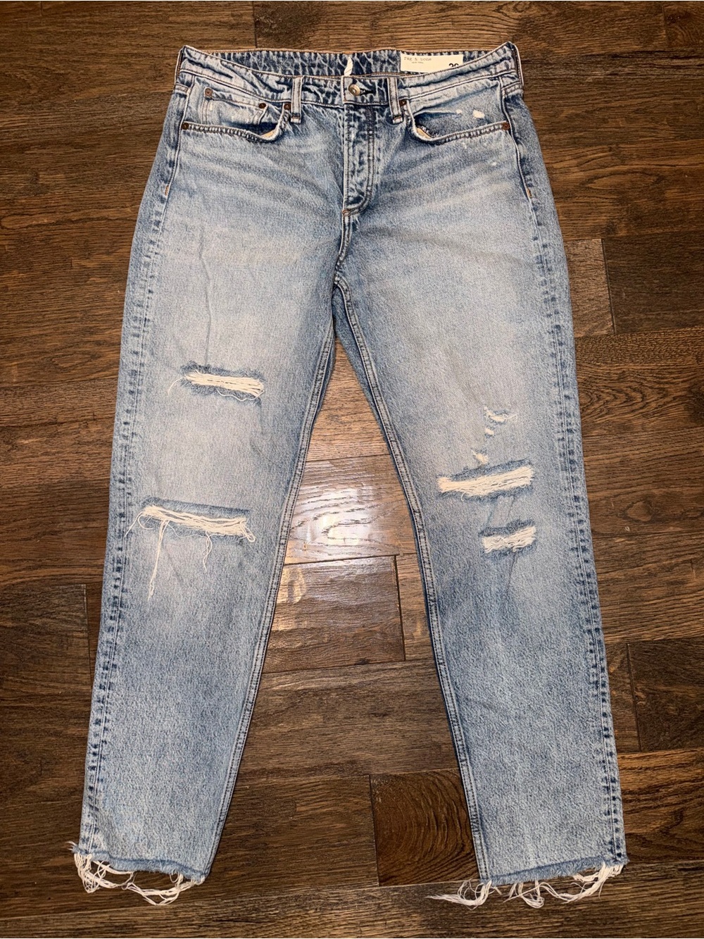 rag & bone Light Wash Distressed Boyfriend Jeans